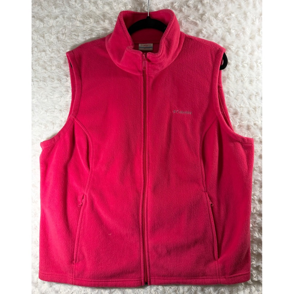 Columbia Women's Size 2X Benton Springs Fleece Pink Pockets Full Zip Vest